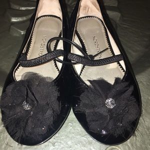 Girls Nordstrom Blk Ballet Patent Leather Sz 8MT