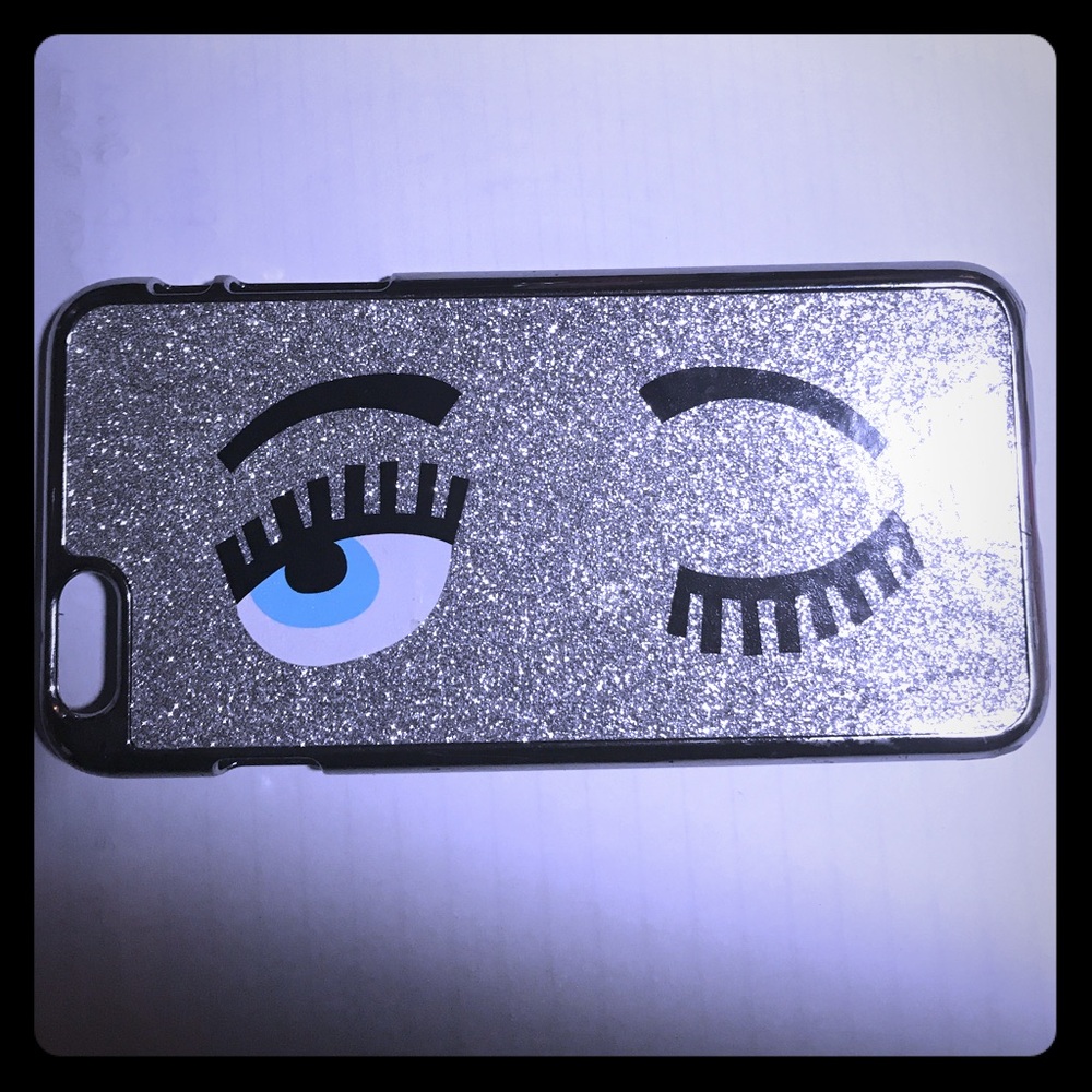 Silver glitter "winking eye"iphone case