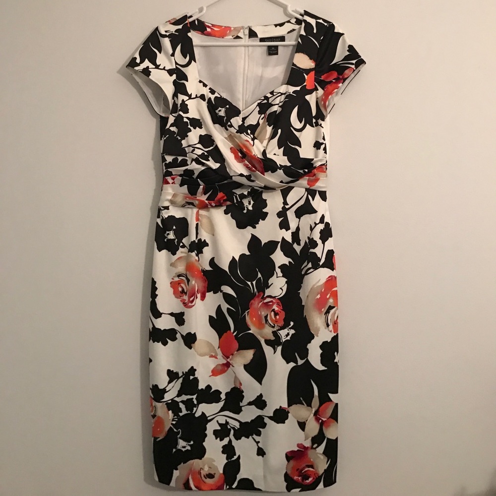 White House Black Market rose print dress