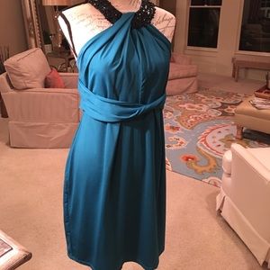 Teal sleeveless party dress