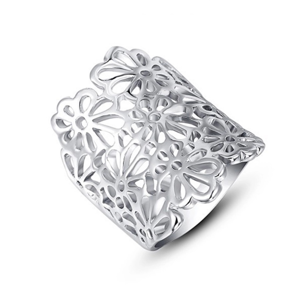 ROXI White Gold Statement Ring Flower Style SZ. 6