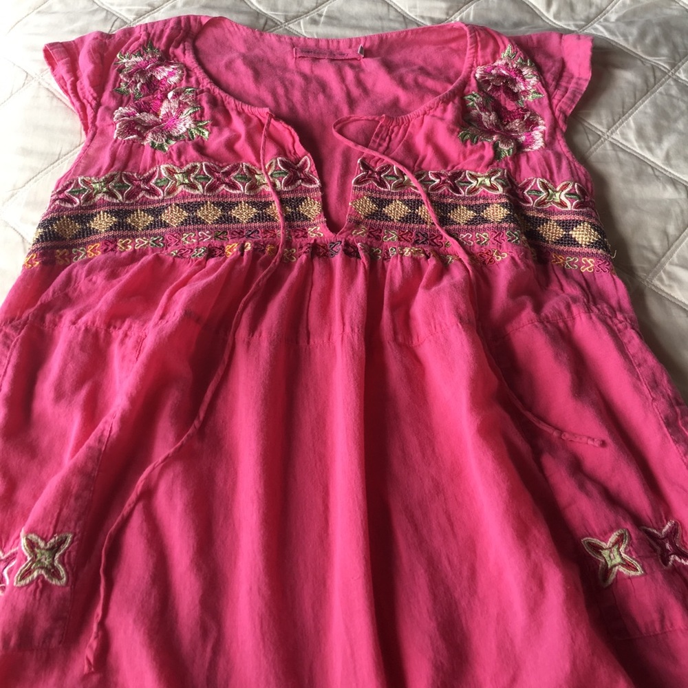 🌸Embroidered Pink Boho Dress/Cover Up🌸