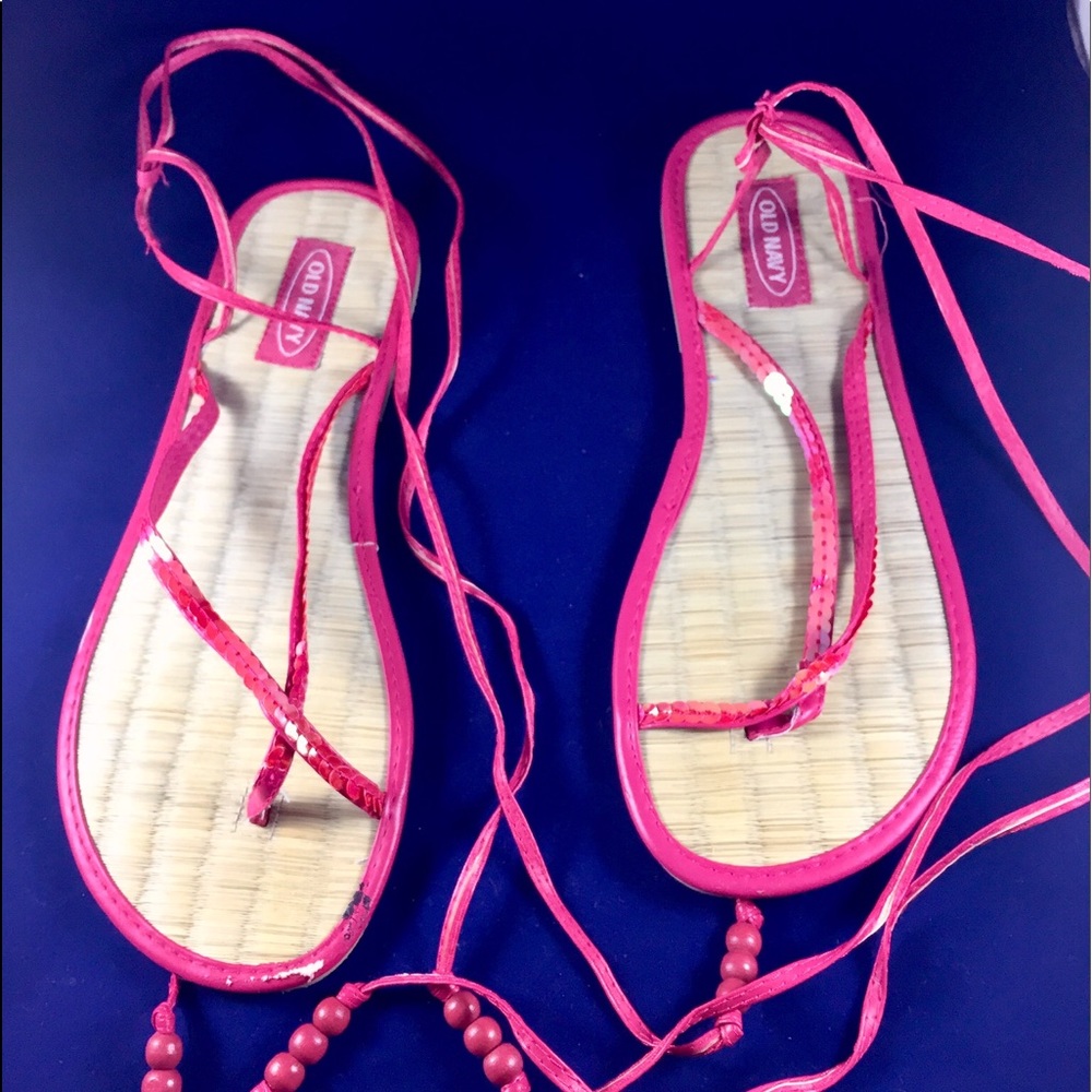 Pink Tie Up Sandals Size 7