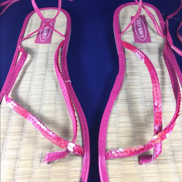 Pink Tie Up Sandals Size 7 - Picture 3 of 8
