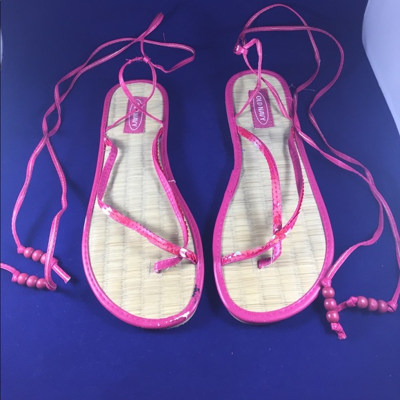 Pink Tie Up Sandals Size 7 - Picture 4 of 8