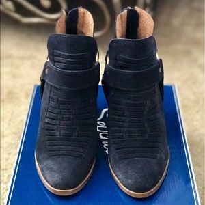 Seychelles "Impossible" Suede Navy Ankle Boot
