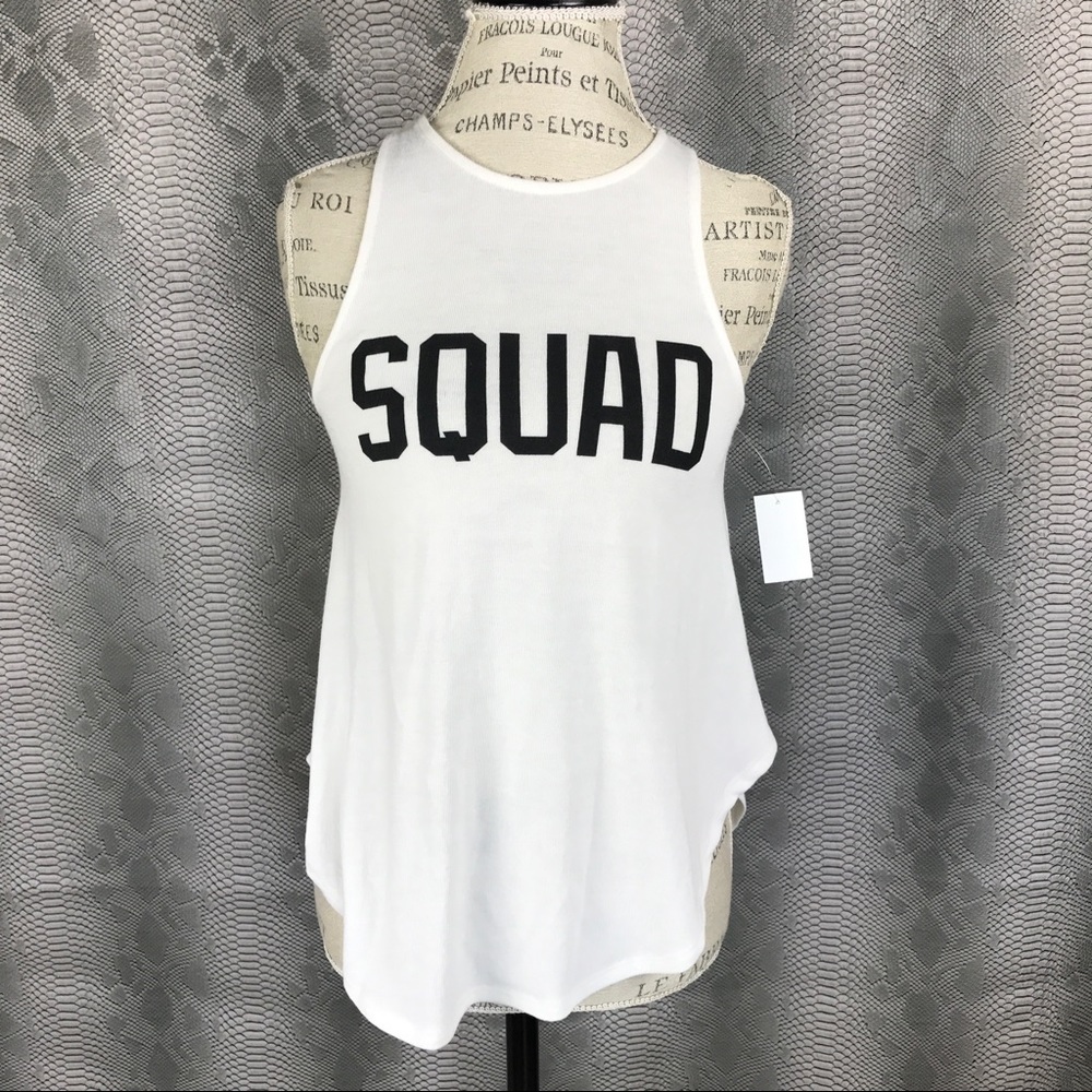 White high front squad tank top