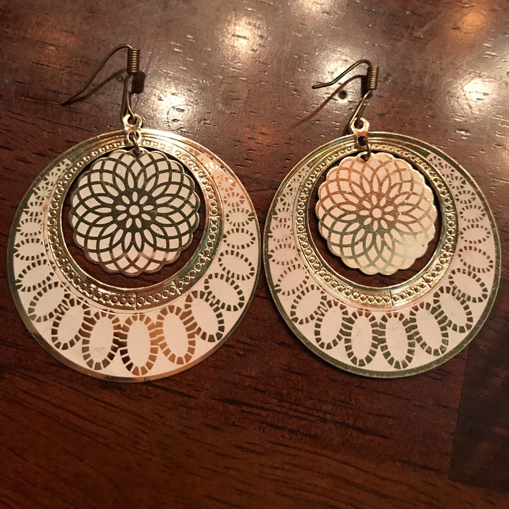 H&M Gold & White Earrings