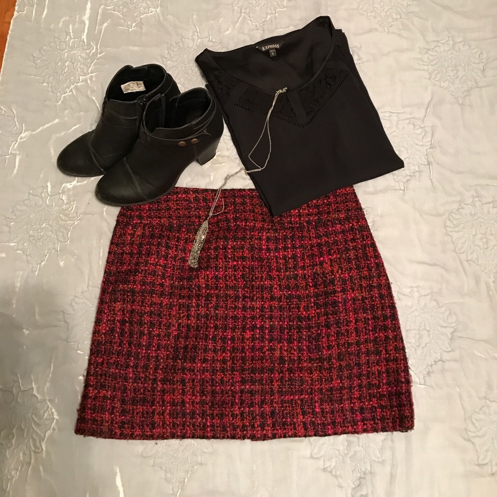 Raspberry Tweed Skirt