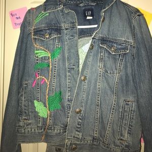 GAP Jean Jacket with a peacock.