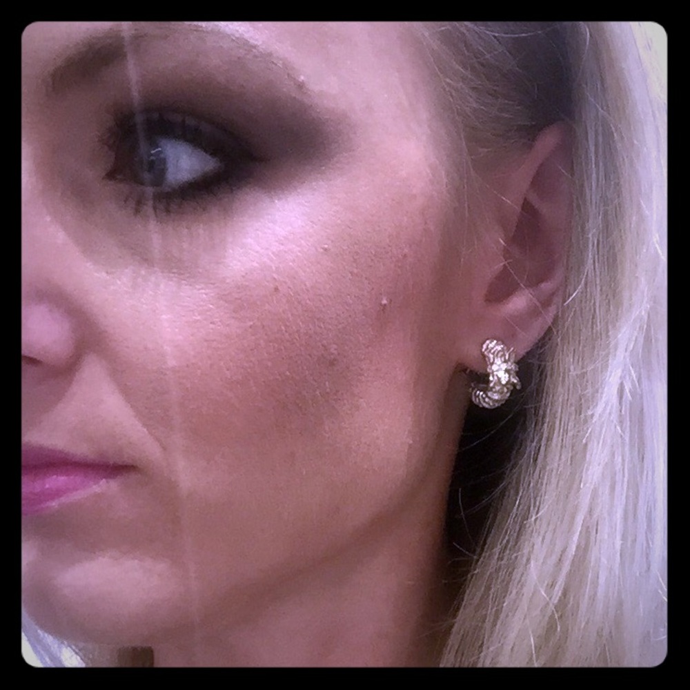 Vahan two tone diamond hoop earrings