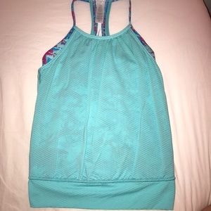 blue and pink Ivivva double dutch tank