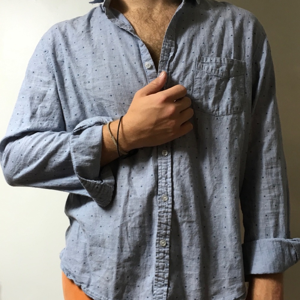 Polka dot cotton on button down!