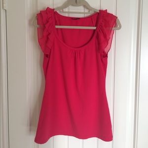 Bright Pink Shirt w/ Ruffles on Shoulders