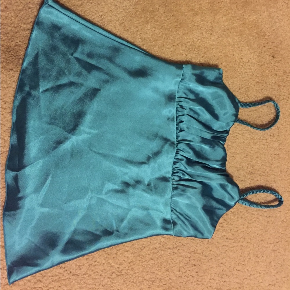 Metallic turquoise spaghetti strap top