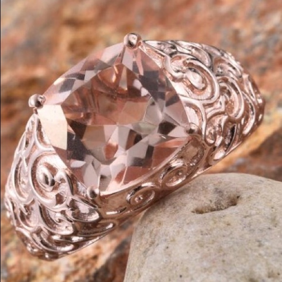 Jewelry - Morganite Triple Quartz 14K Rose Gold Ring