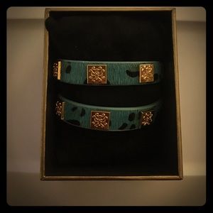 Meagan Calfskin Turquoise Leopard Double Wrap