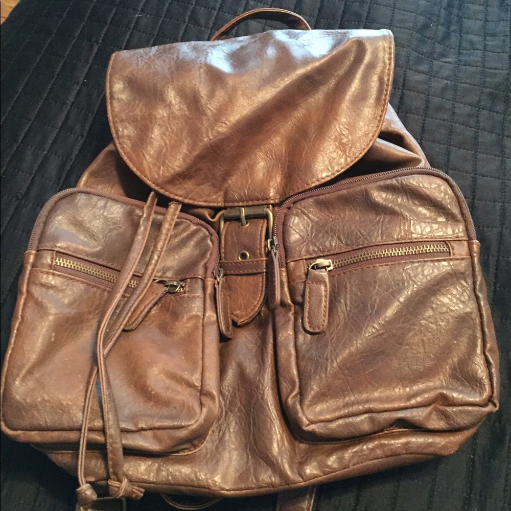 Leather backpack purse