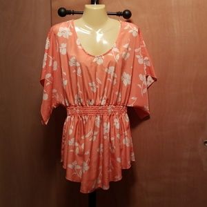 Light coral floral tunic