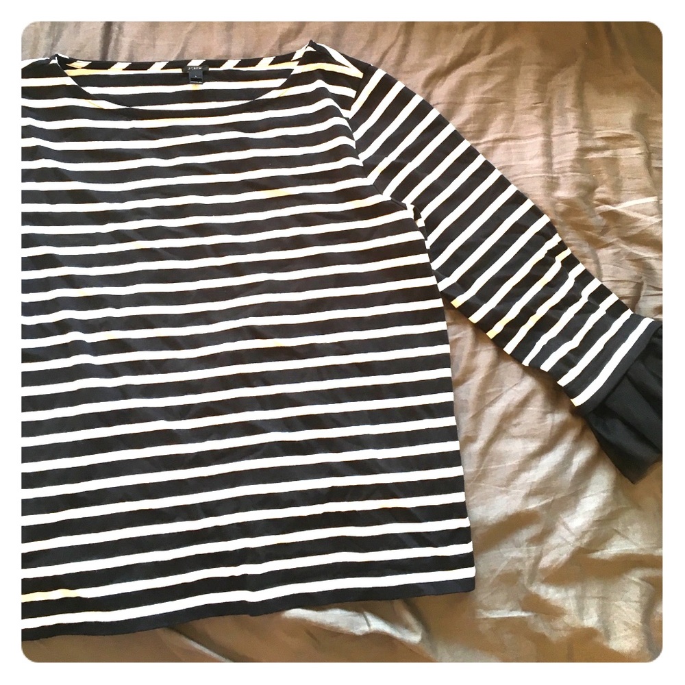 Black and white striped shirt with tulle sleeves