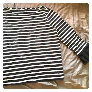 Black and white striped shirt with tulle sleeves