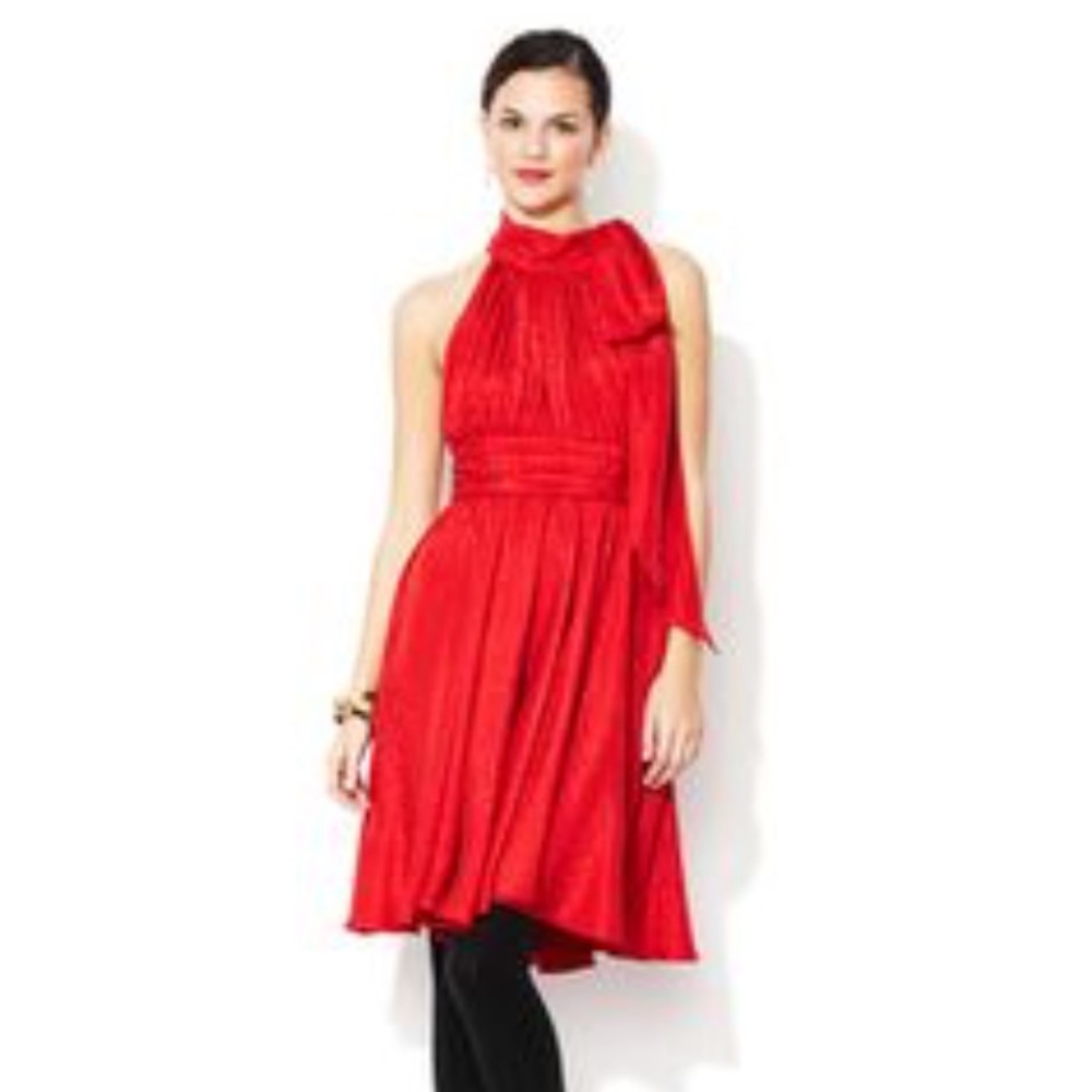 Milly Red Silk Lydia Dress Sz 12 Small Flaw No Tag