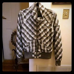 H&M Divided Grayscale Tall Collar Bomber Jacket