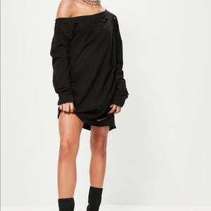 Black distressed/ripped mini sweater dress