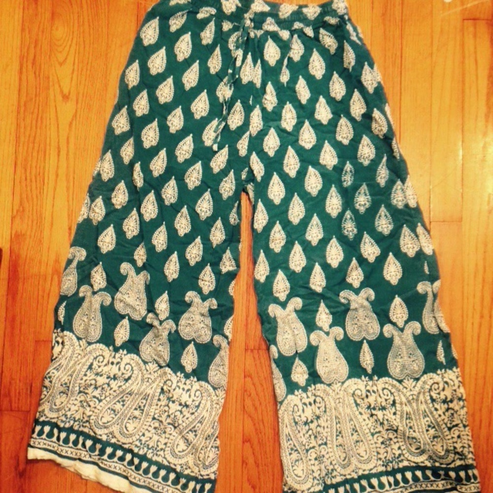 Blue indian harem wide leg parachute pants
