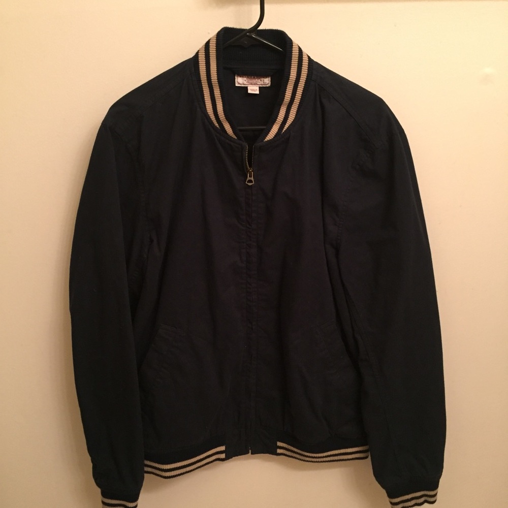 J Crew Men's Large Navy Blue Varsity Jacket