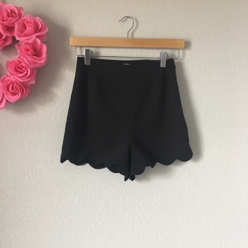 Black scalloped shorts