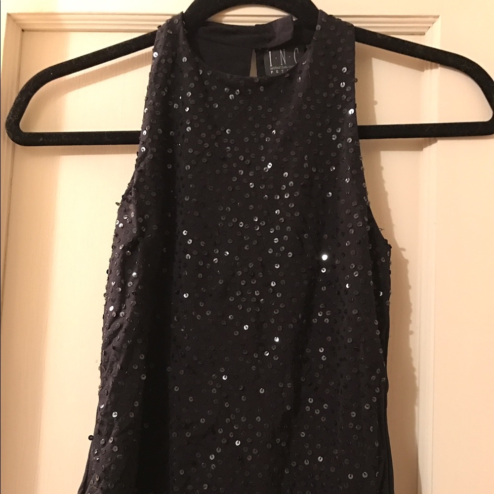INC Petite Small black sequined top