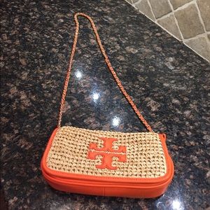 Tory Burch raffia cross body purse