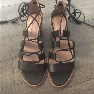 Madewell black lace up sandals