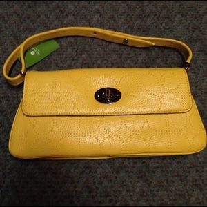 Kate Spade yellow doublejenel punched Noel bag Nwt