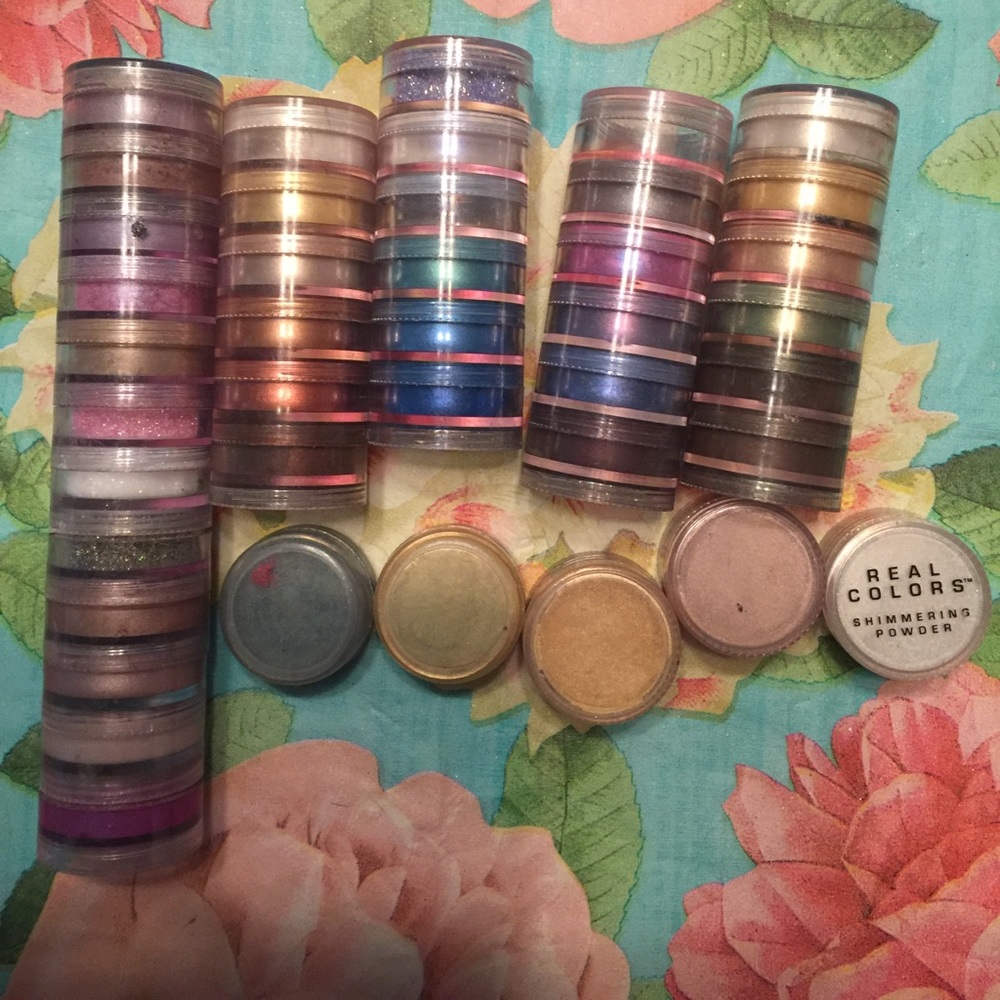 Stacks of color pigments and glitter professional