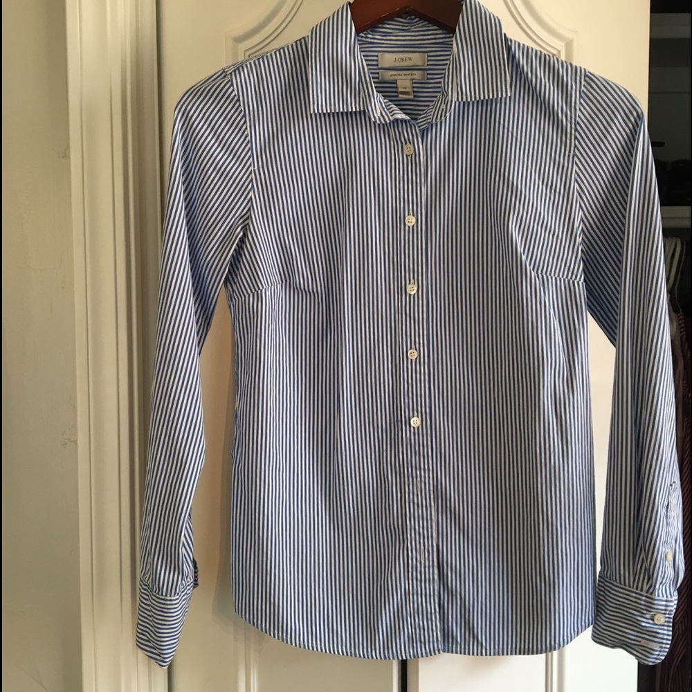 J. Crew stretch perfect French blue & white shirt