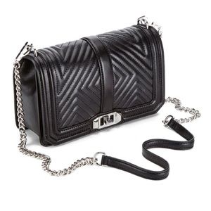 Rebecca Minkoff Black Geo Quilted Love Crossbody