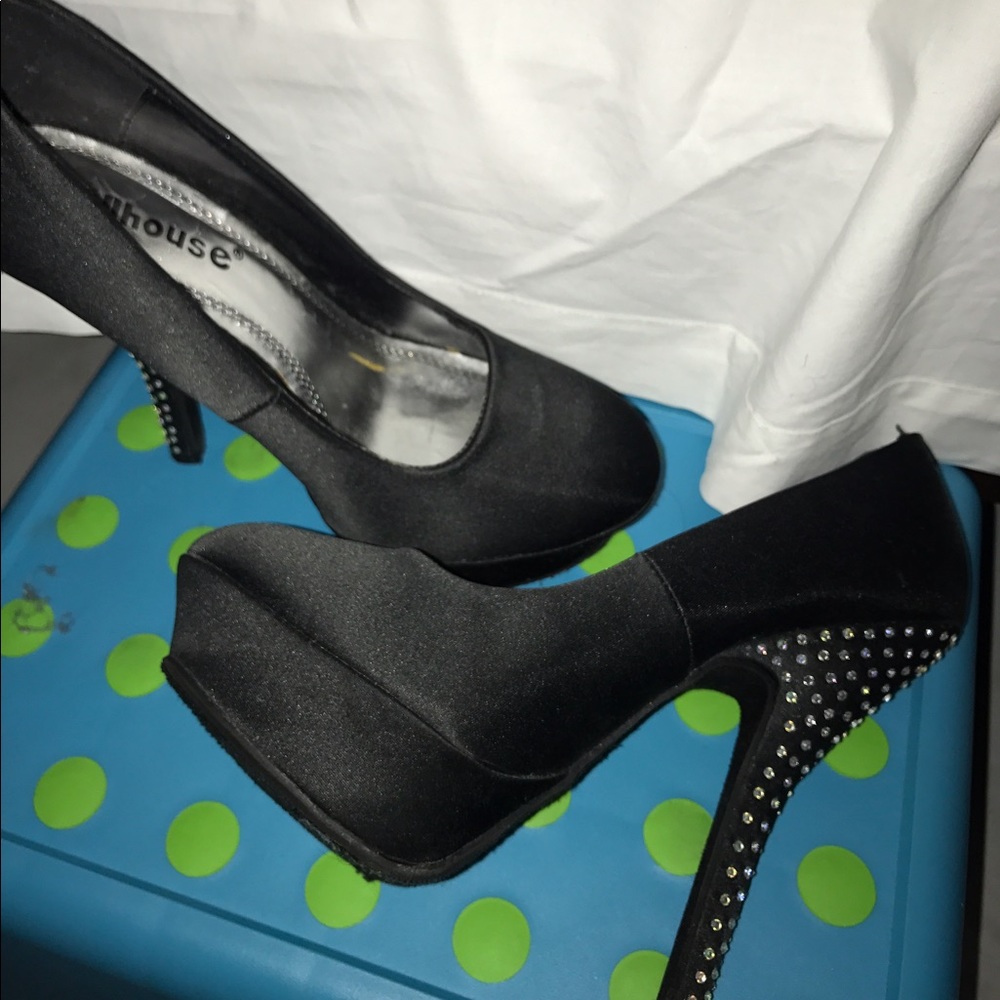 Black High Heels with stones on back
