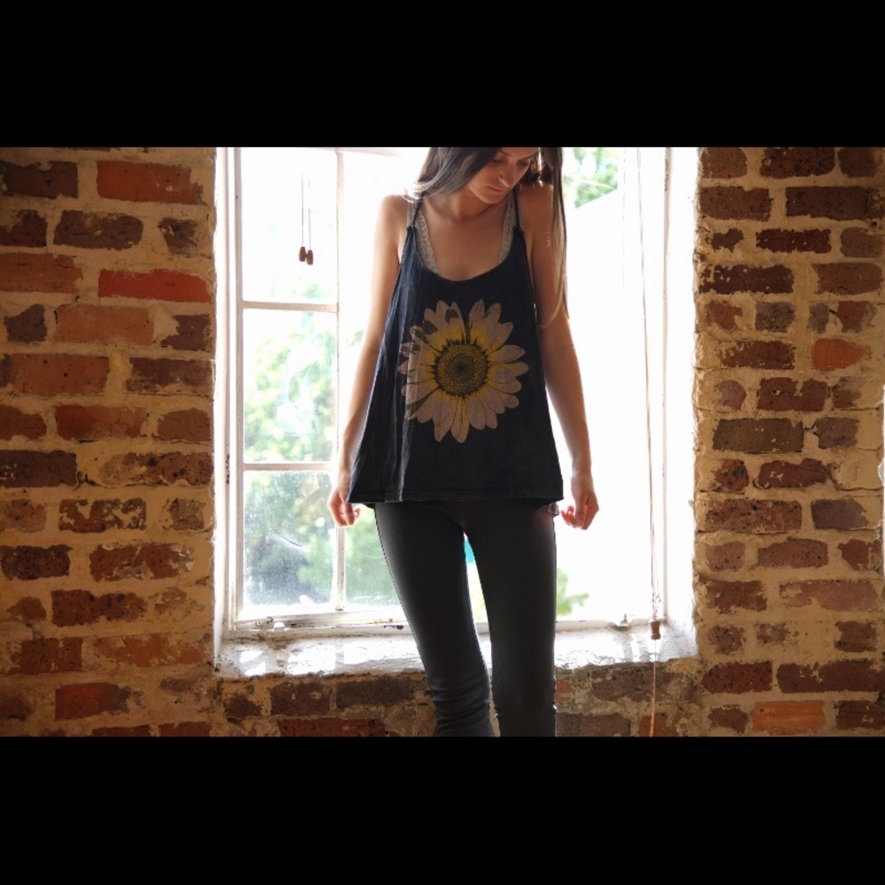 Stonewash Gray Sunflower Top