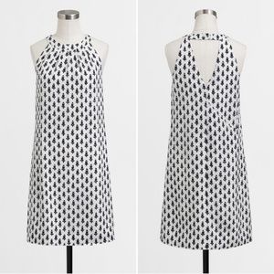 J. Crew Silk floral print white black dress
