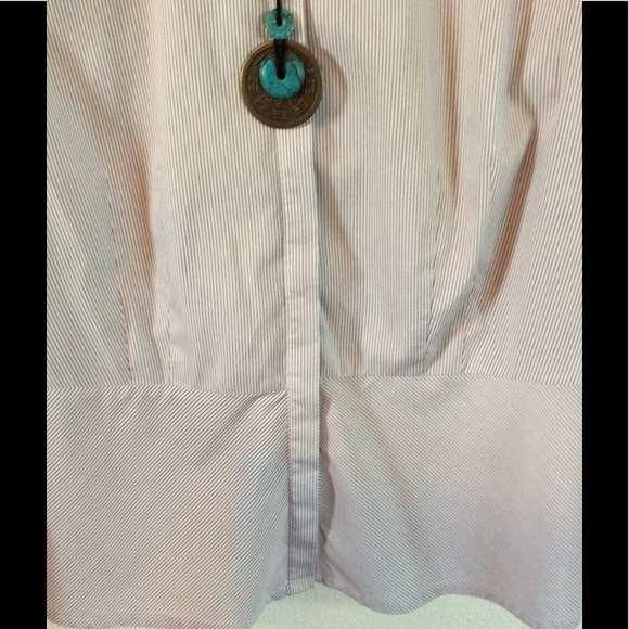 LIZ CLAIBORNE WHITE W/PIN STRIPE BLOUSE, SIZE XL - Picture 2 of 4