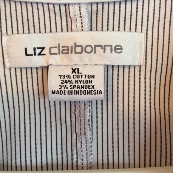 LIZ CLAIBORNE WHITE W/PIN STRIPE BLOUSE, SIZE XL - Picture 4 of 4