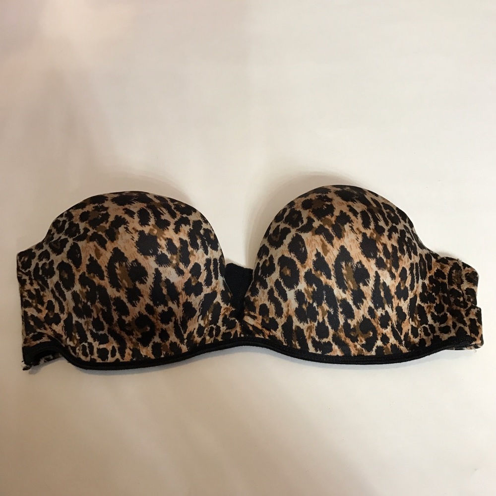 Strapless Leopard Add Two Cups 34A Bra