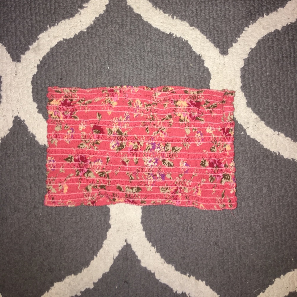 Pink floral tube top/ bandeau