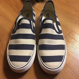 Women's white and blue slip on shoes. NWOT