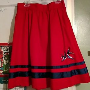 Red Knee Length Skirt