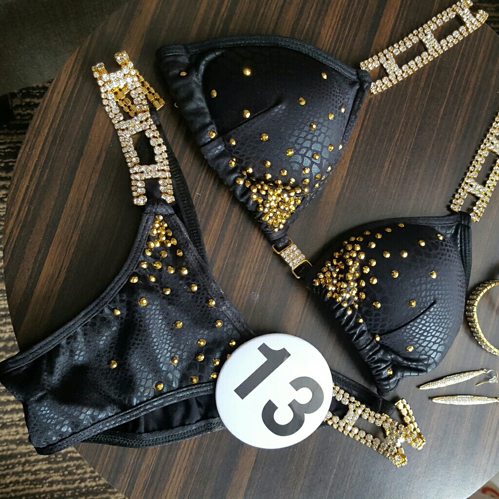 Black and gold NPC competition bikini