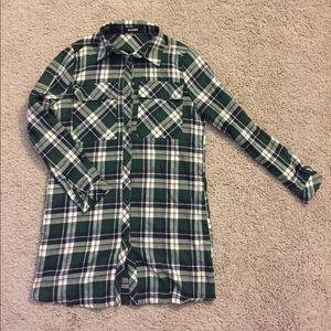 MISSGUIDED Green Plaid Button Down Dress