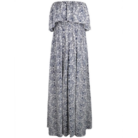 NEW BOHO CHIC SUMMER STRAPLESS MAXI BEACH DRESS - Picture 2 of 4